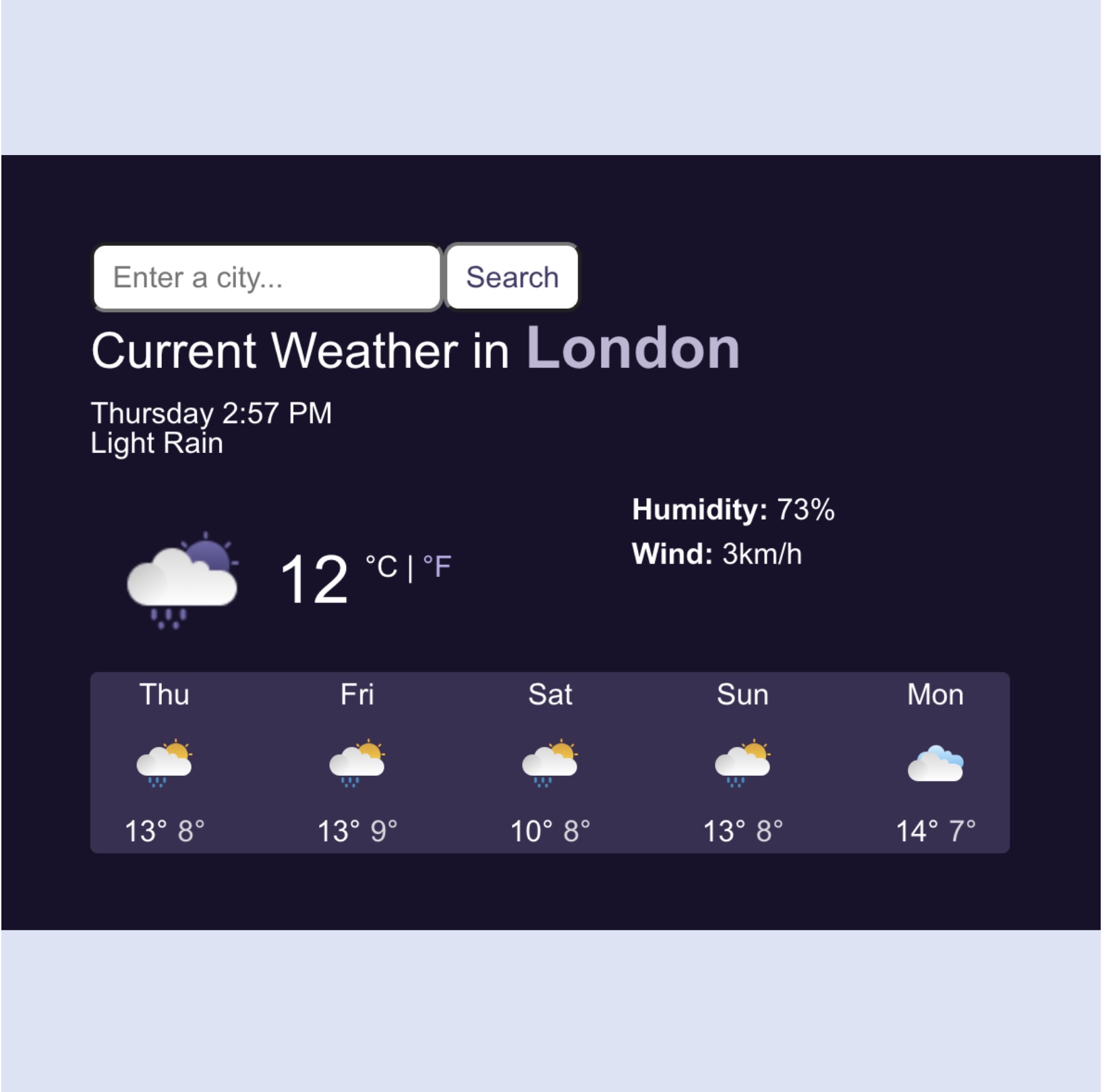 React Weather application thumbnail